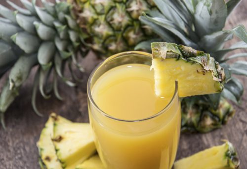 Fresh made Pineapple Juice with fresh pieces of pineapples